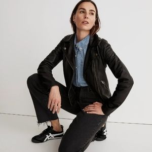 Washed Leather Motorcycle Jacket: Brass Hardware Edition